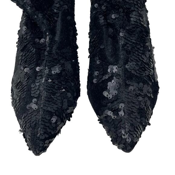 NWT Zara Sequin Velvet Fabric Ankle Boots - Black - Size 37 - Picture 6 of 9